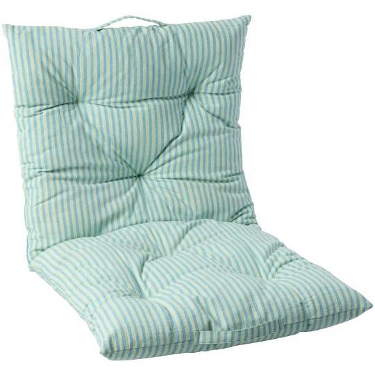 Ib Laursen - Mattress cushion Linea w/light green and blue thin stripes White background 