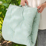 Ib Laursen - Mattress cushion Linea w/light green and blue thin stripes