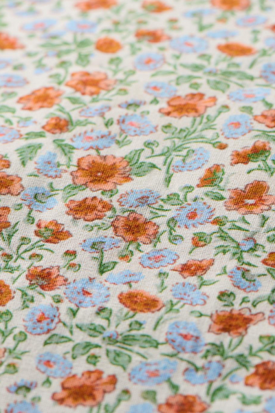 Ib Laursen Cushion cover w/light blue and rust coloured flowers Close