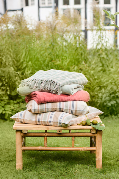 Ib Laursen Natural / Dusty Green Check Quilt on Chair