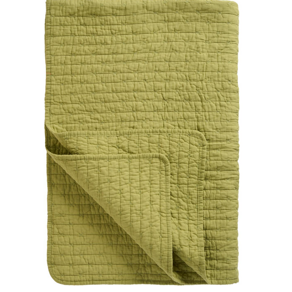 Ib Laursen Quilt Herbal Green with Cross Stitches