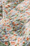 Ib Laursen Quilt w/light blue and rust flowers Close