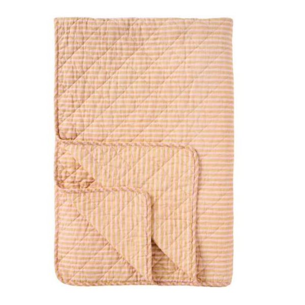 Ib Laursen Quiltmustard and light pink thin stripes