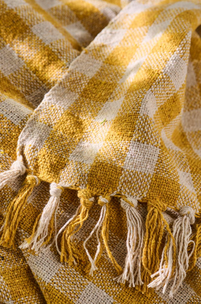 Ib Laursen Throw Yellow & White Checkered Close