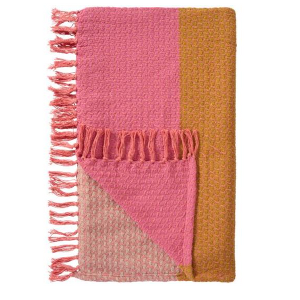 Ib Laursen Throw w/pink, orange, natural and yellow stripe