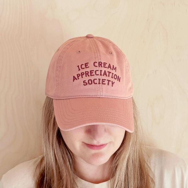 Ice Cream Appreciation Society Cotton Baseball Cap - Dusty Rose model