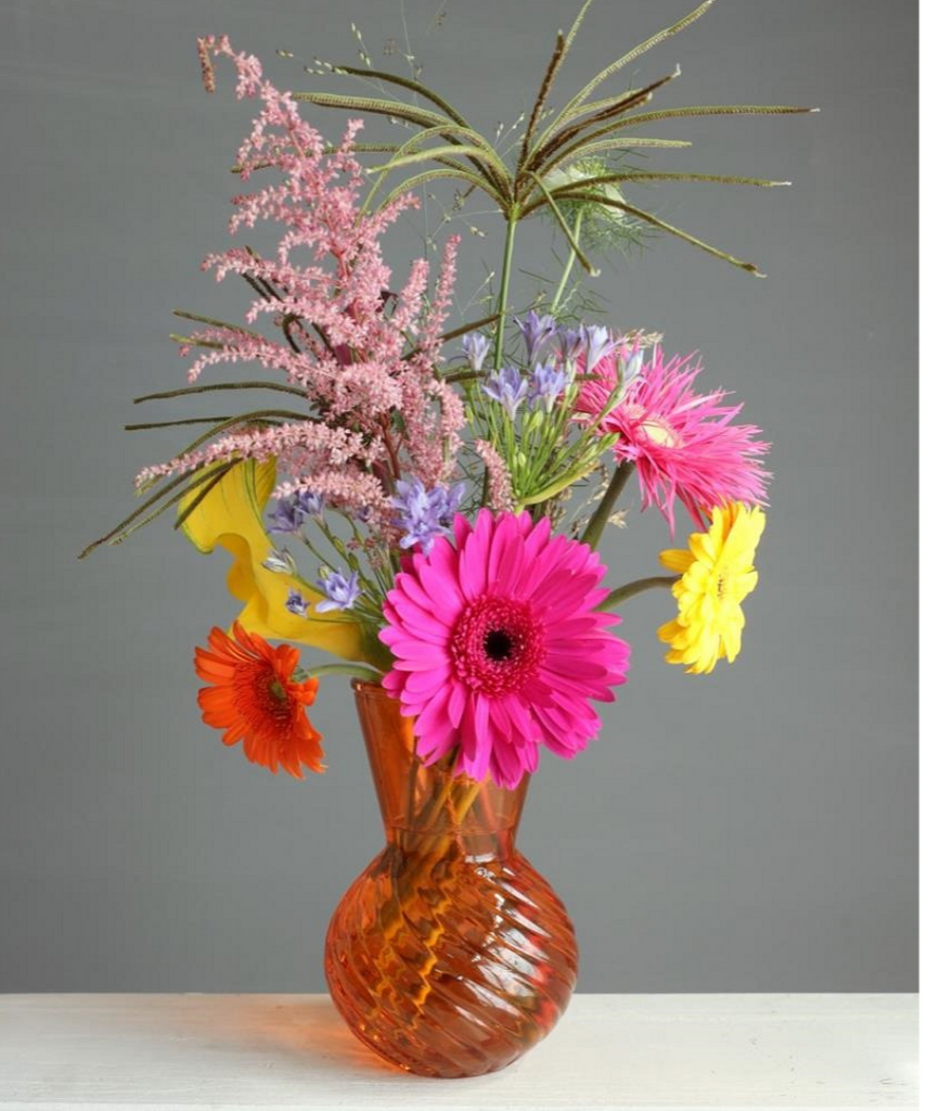 Ideas 4 Seasons Vase Kristal 3 Smaragd - Orange with flowers