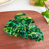 Palm Leaf Claw Clip In Green Marble