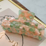 Resin Claw Clip In Pink & Green Marble