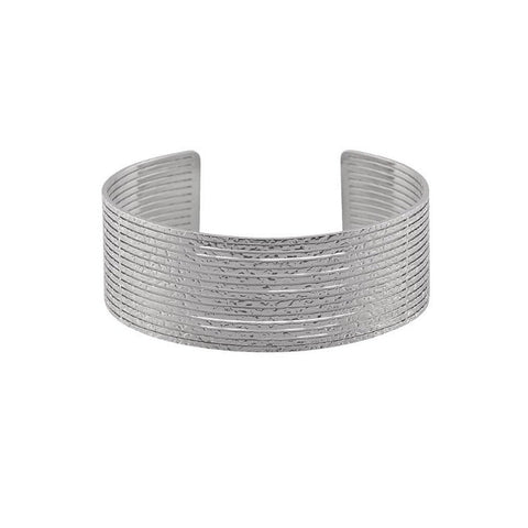 Banded Cuff In Textured Silver
