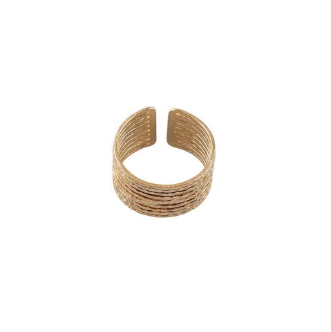 Banded Ring In Textured Gold