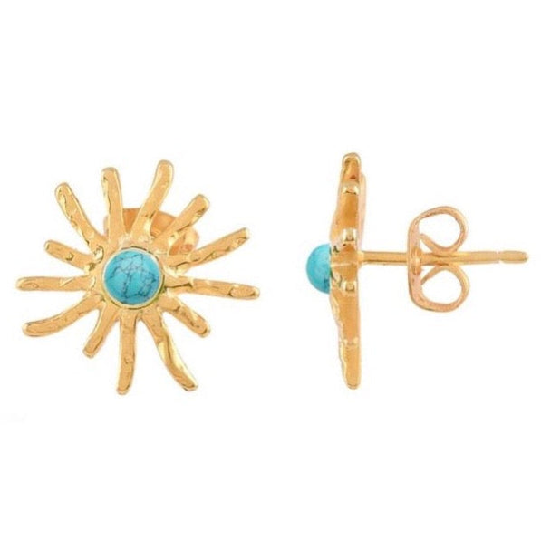 Consortium - Sunburst Earring In Gold With Turquoise