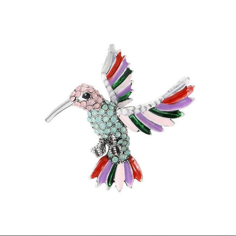 Embellished Hummingbird Brooch In Multi