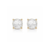 Isle & Stars Faceted Square Glass Stone Stud Earrings In Gold Crystal