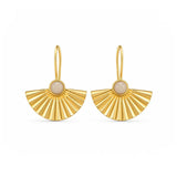 Isle & Stars Fan-Shaped Hoop Earrings with Stone Accent In Gold Rose Quartz