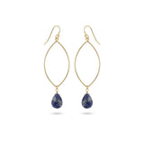 Isle & Stars Oval Wire Hoop with Stone Drop Earrings in Gold Sodalite 