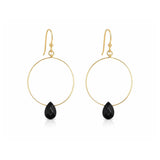 Isle & Stars Round Wire Stone Drop Earrings In Gold Black