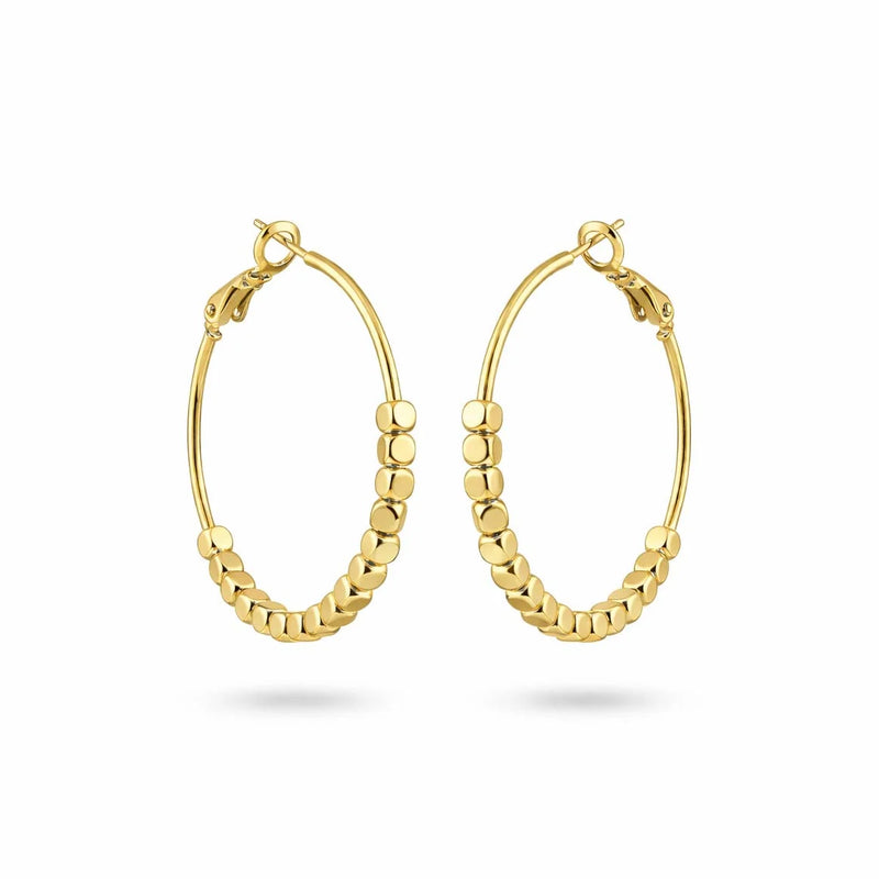 Isle & Stars Small Metal Beaded Hoop Earrings In Gold