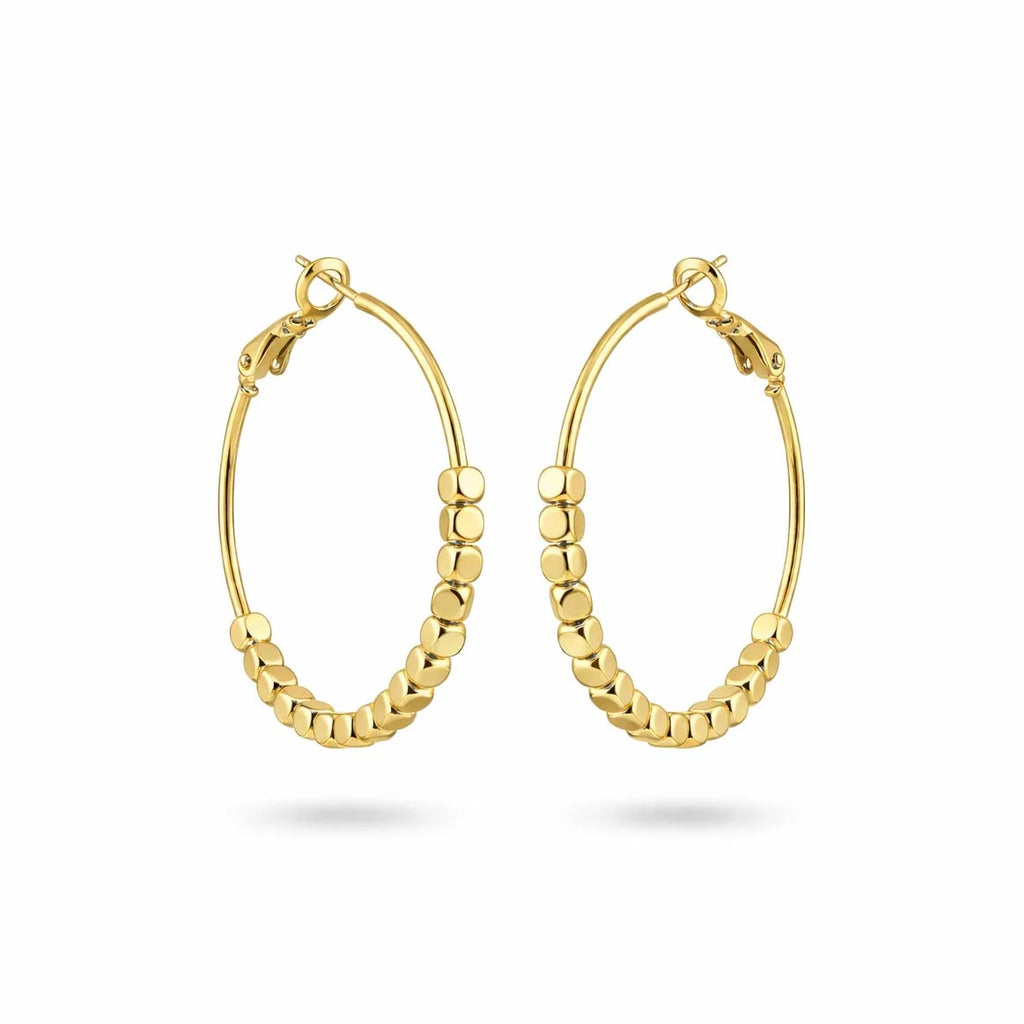 Isle & Stars Small Metal Beaded Hoop Earrings In Gold
