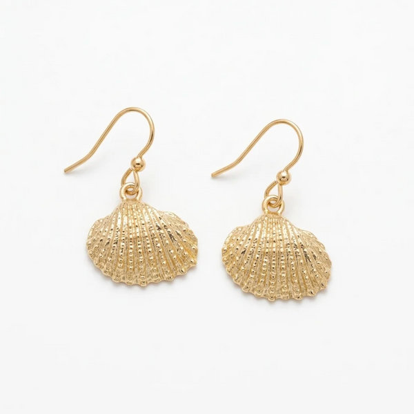 Isles & Stars Delicate Brass Seashell Earrings Gold