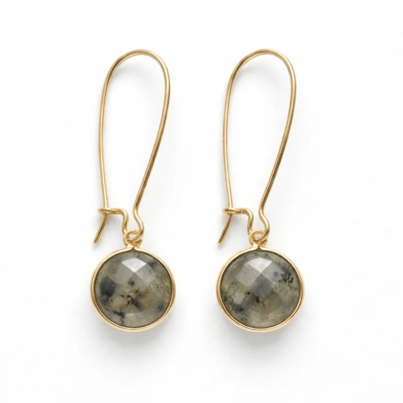 Isles & Stars Semi-Stone Round Hoop Earrings - Gold/Labradorite