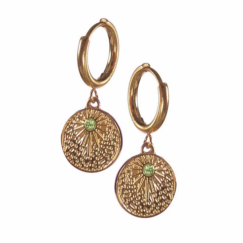 Ray of Light Earrings with Stone - Green