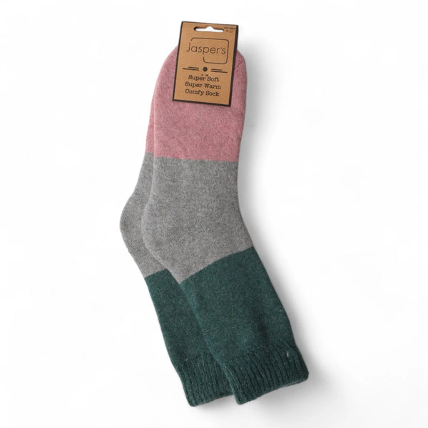 Jasper's Block Socks - Pink/Grey/Green