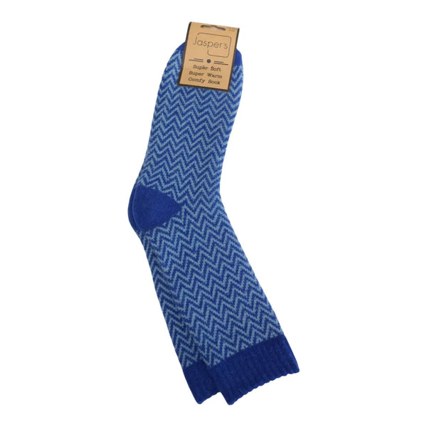 Jasper's Blue Herringbone Cosy Men’s Socks