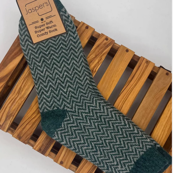 Jasper's Herringbone Men's Socks - Green/Grey