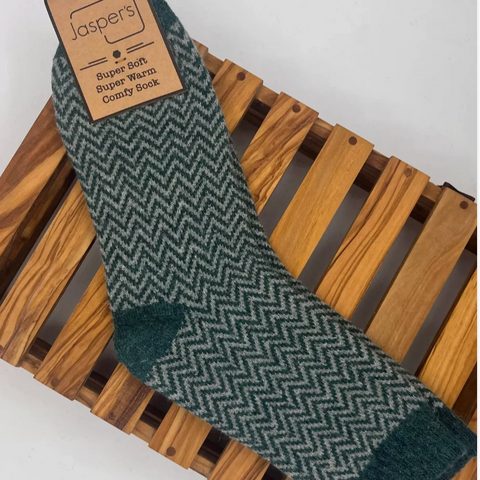Jasper's Herringbone Men's Socks - Green/Grey