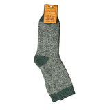 Green and gray sock with a Jasper's label on a white background