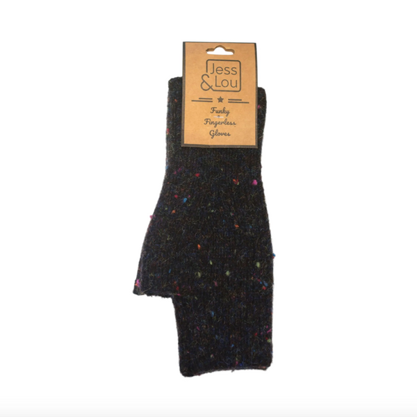 Jess & Lou Black Seckle Knit Fingerless Gloves