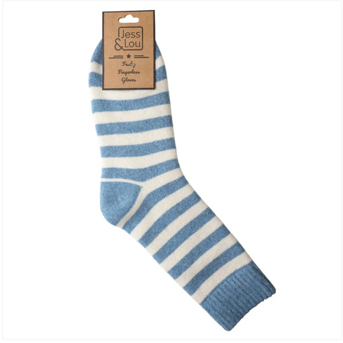 Jess & Lou Blue Striped Cosy Socks