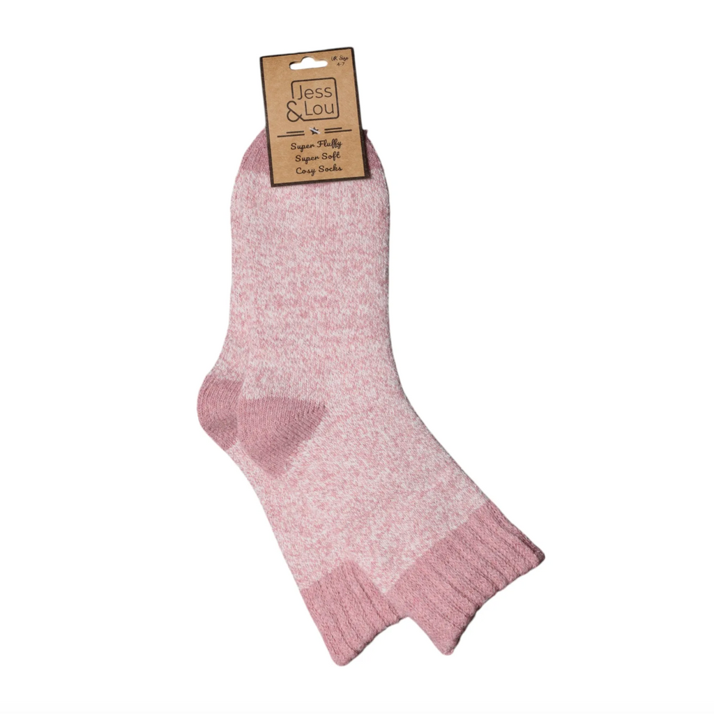 Jess & Lou Cosy Pink Marl Socks 