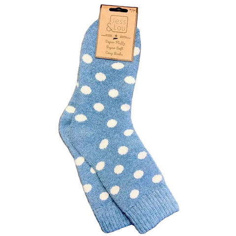 Jess lou Spot Ribed Sock- Blue 