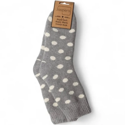 Jess & Lou Spot Ribbed Socks - Grey