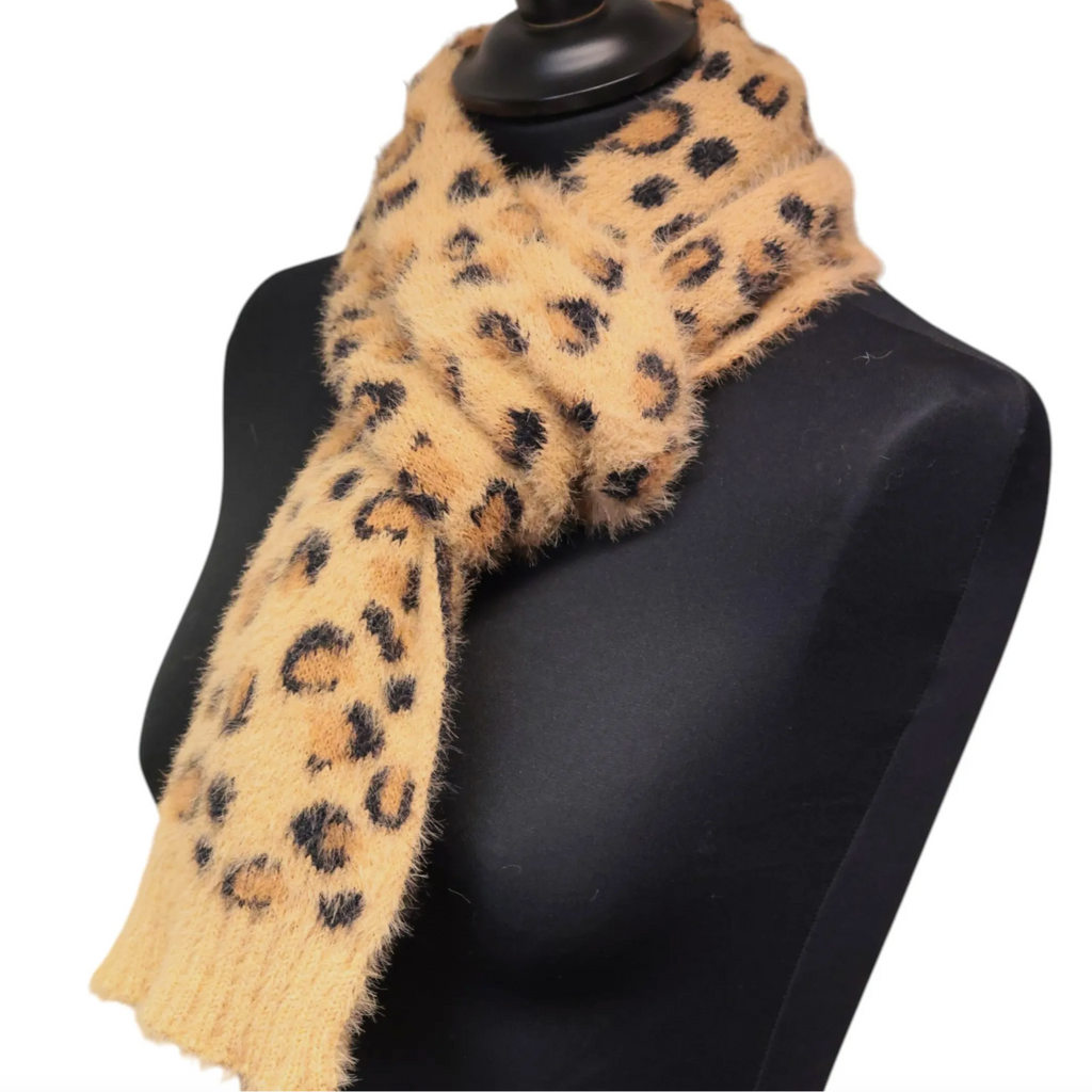 Jess & Lou Tan Leopard Print Pull Throug Scarf Side View 
