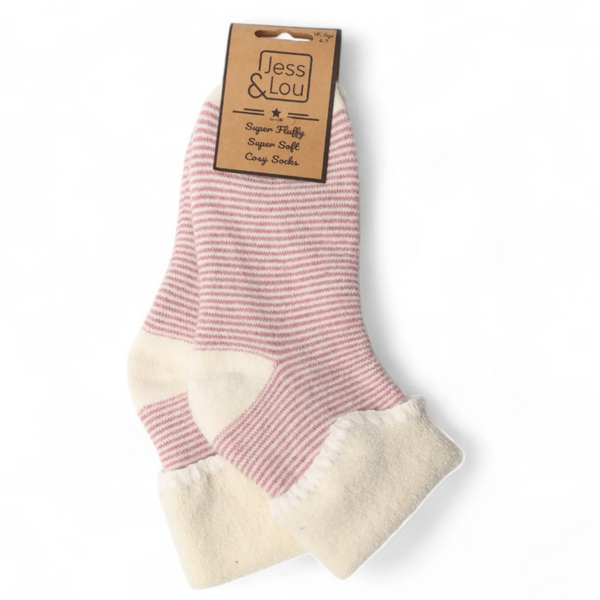 Jess & Lou Thin Striped Cosy Cuff Socks - Pink