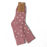 Jess and Lou Stars Ribbed Socks - Pink
