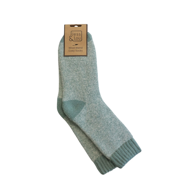 Jess and Lou green Marl cosy socks 