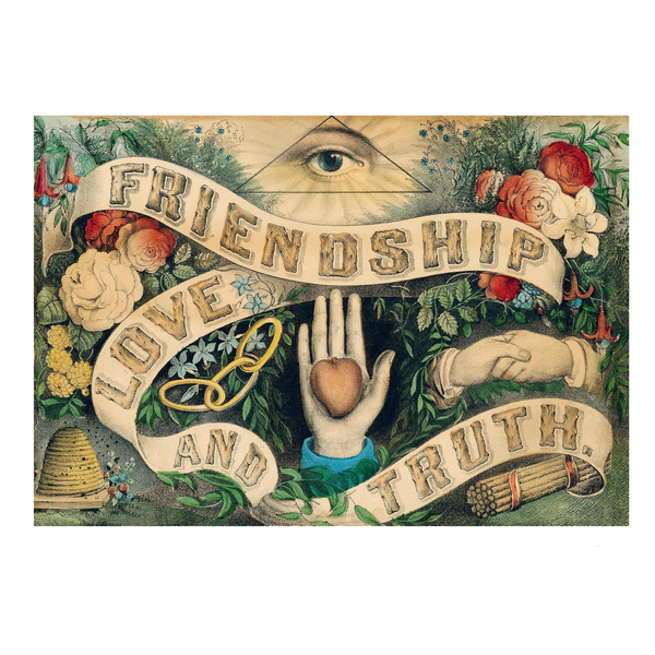 John Derian Paper Goods 1,000-Piece Puzzle - Friendship, Love and Truth completed