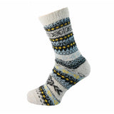 Joya Grey, Blue, Black & Yellow Nordic Pattern Men's Socks