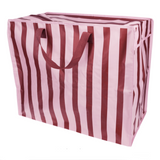 Jumbo Storage Bag - Pink with Brown Stripe
