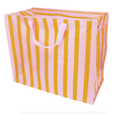 Jumbo Storage Bag - Pink with Orange Stripe