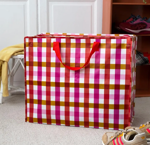 Jumbo storage bag - Pink Gingham