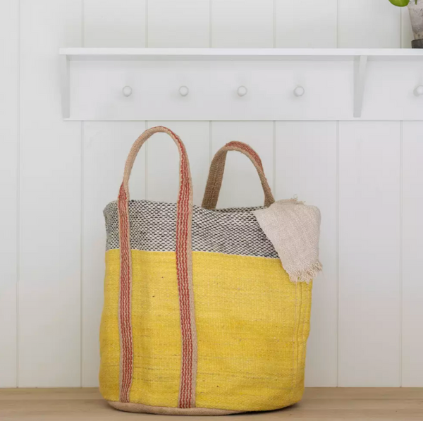 Jute Storage Basket Yellow