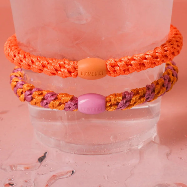 KKNEKKI Original Hair Tie - Jaffa Bubblegum Stripe display
