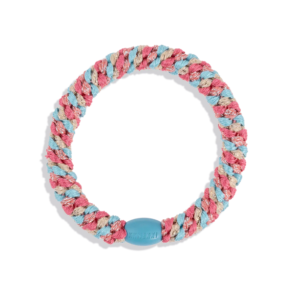 KKNEKKI Original Hair Tie - Turquoise & Coral Glitter