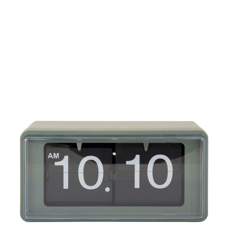 Digital clock with a black display on a white background