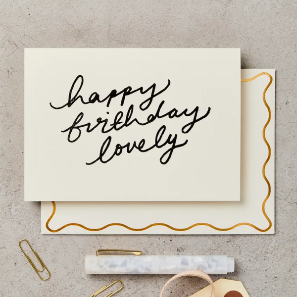 Katie Leamon Handprinted 'happy Birthday Lovely' Card Greeting Card